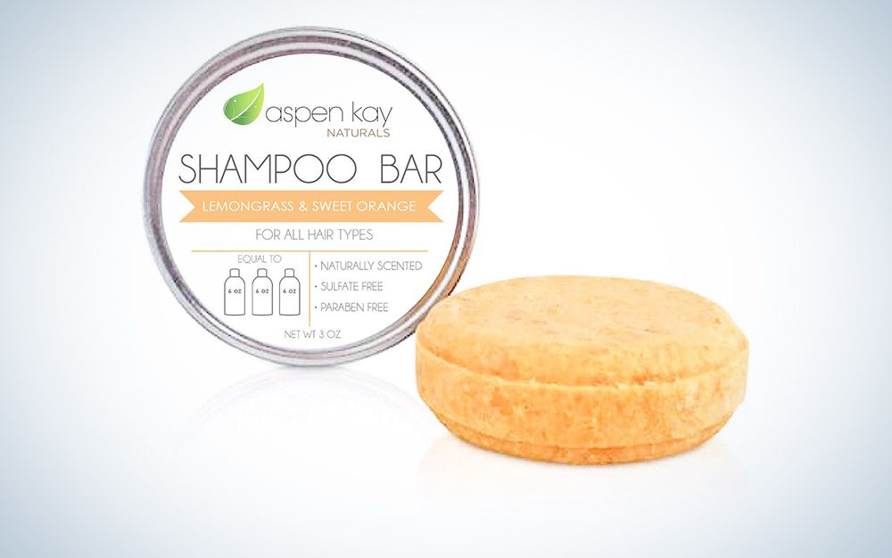 A shampoo bar with a travel tin.