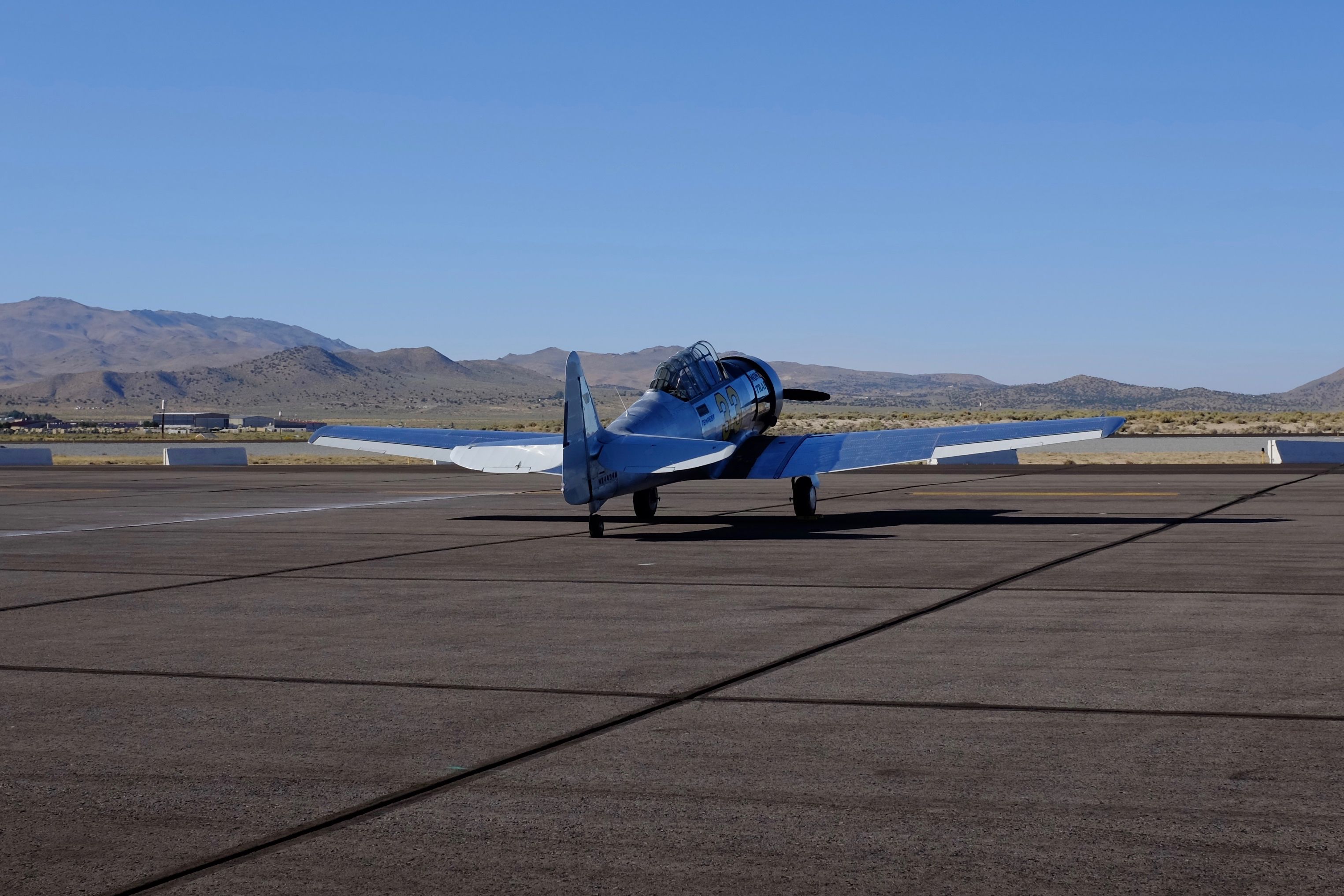A T-6—this one is an AT-6C—is a tail-dragger.